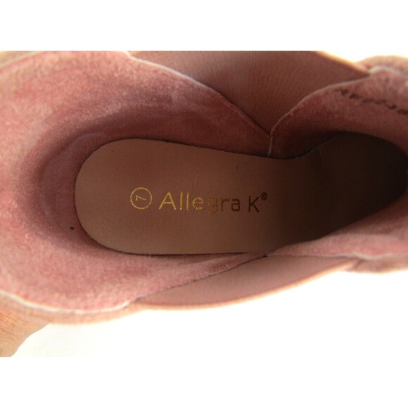 Allegra K Chelsea Ankle Boot NWOB Pink Faux Suede Round Toe Block Heels 7 - Picture 11 of 11